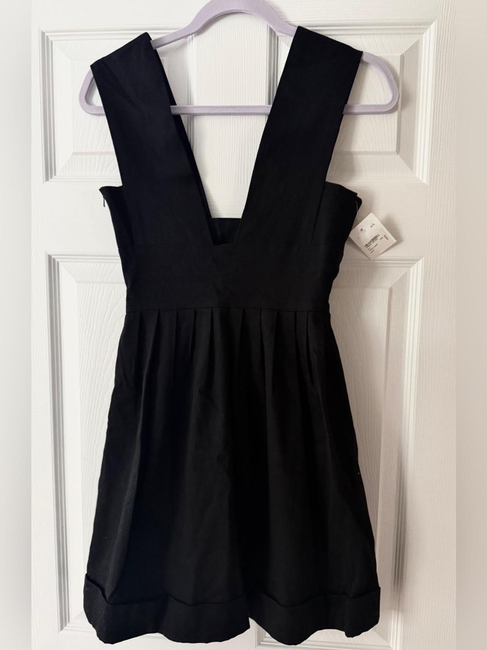 Alexis Black V-Neck Pleated Mini Dress
